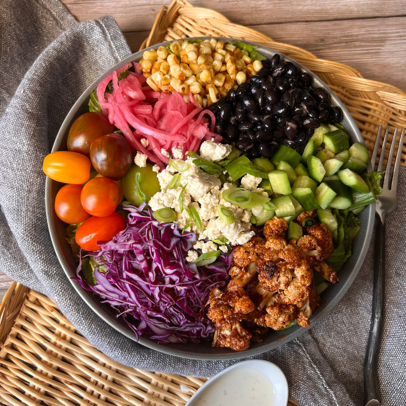 BBQ Cauliflower & Black Bean Salad with Ranch Dressing