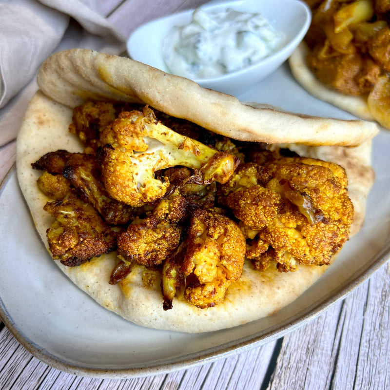 Cauliflower Shawarma with Pita & Tzatziki
