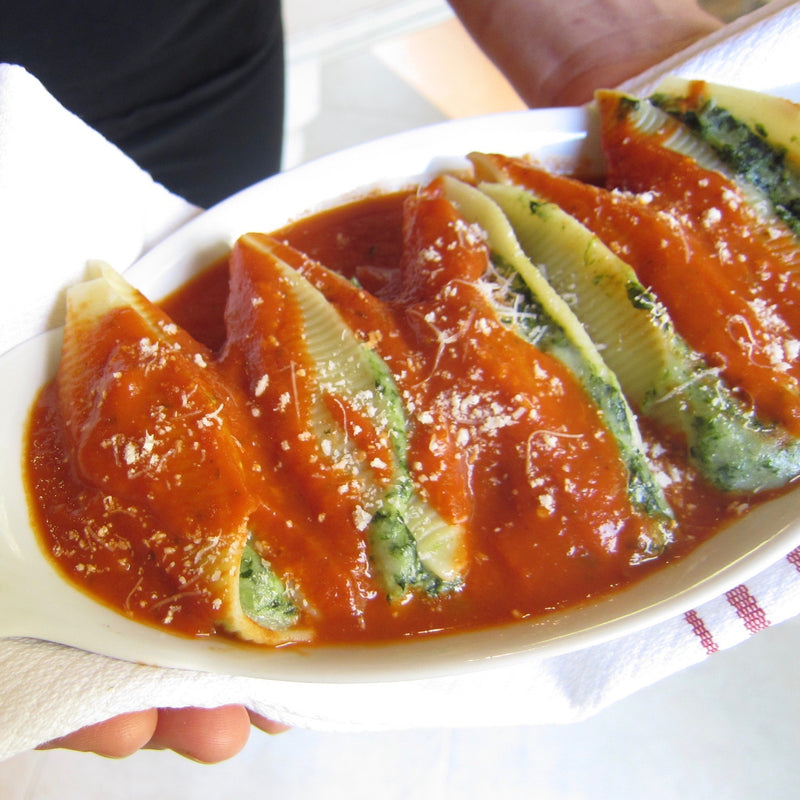 Baked Pasta Shells with Spinach Ricotta Filling