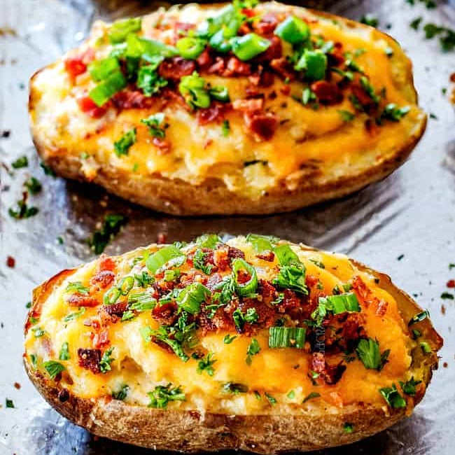 Twice Baked Stuffed Cheesy Bacon Potatoes