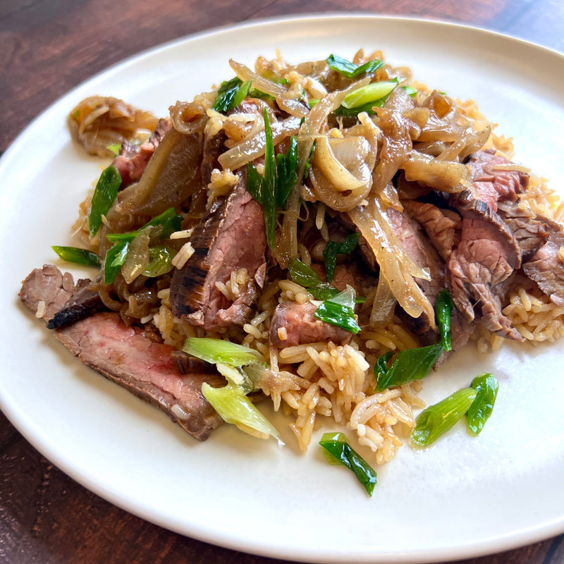Mongolian Beef Over Garlic Rice