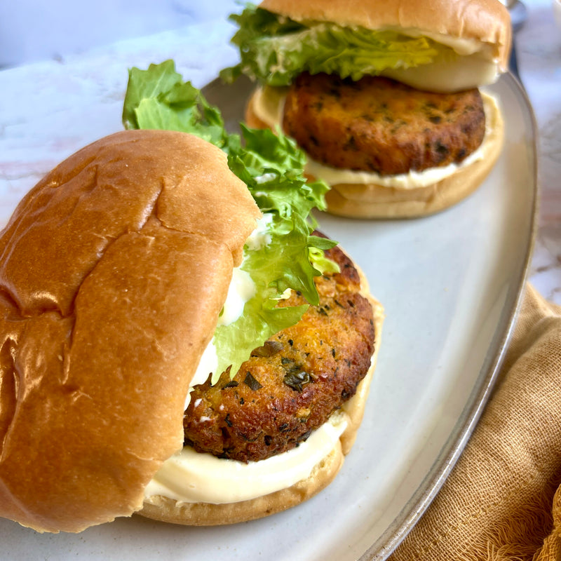 Paneer Rocket Veggie Burger with Lemon Basil Aioli