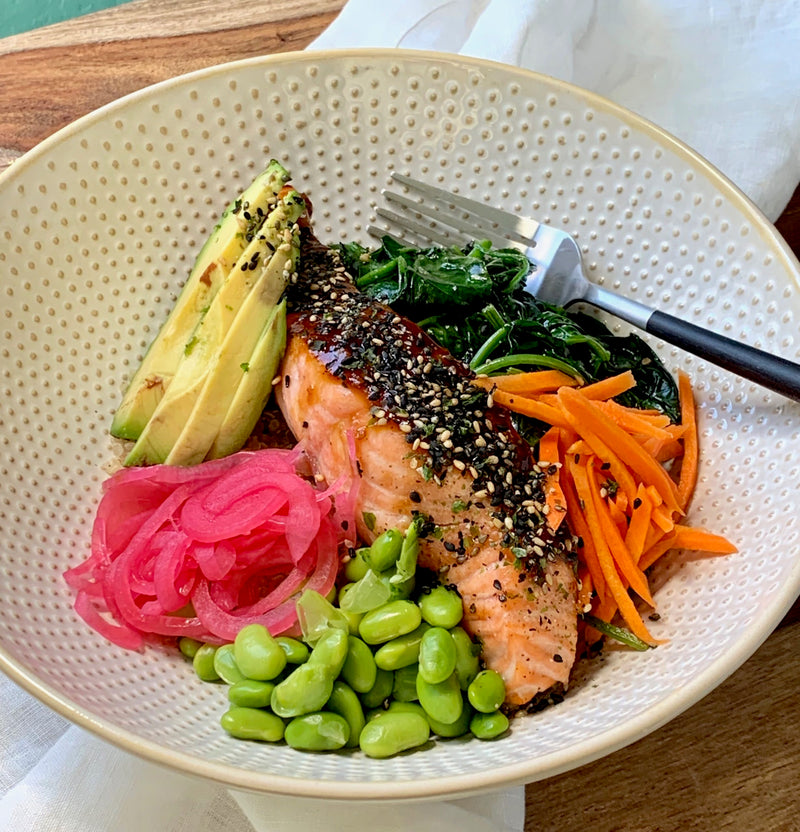 Salmon Teriyaki 'Bowl' with Miso Ginger Quinoa