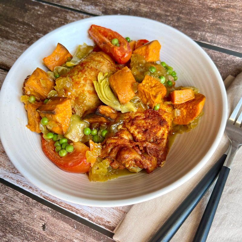 Chicken Tagine with Artichoke Hearts and Peas