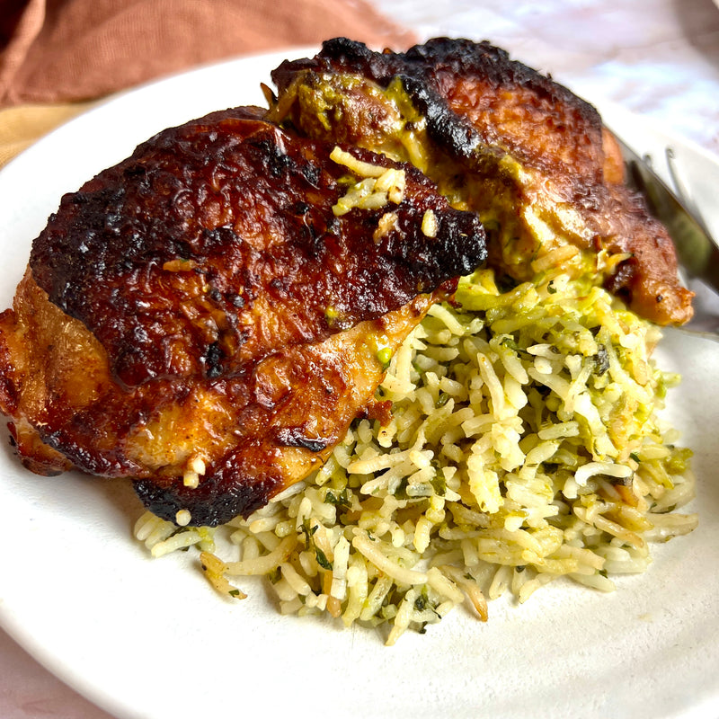 Peruvian Chicken with Cilantro Rice