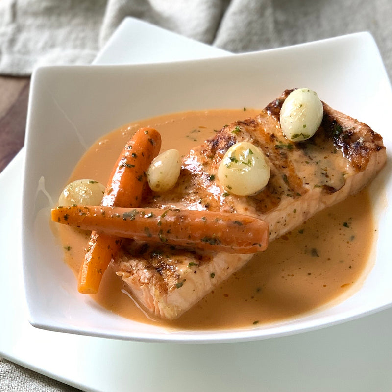 Baked Salmon with Mustard Shallot Sauce