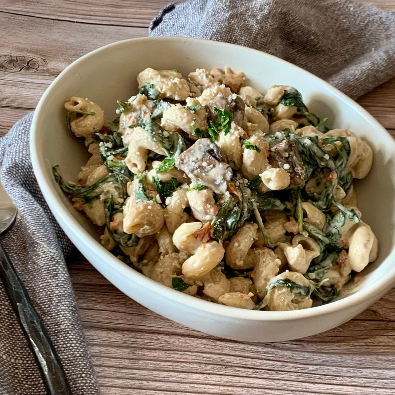 Porcini Cream Cavatappi with Roast Chicken and Mushrooms