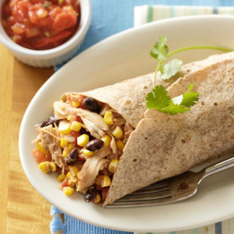 Asada Chicken Burrito with Fire Roasted Tomato Salsa