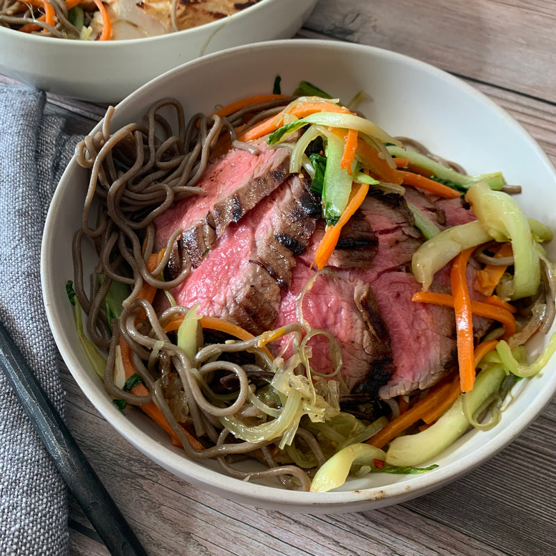 Miso Marinated Flank Steak with Buckwheat Noodles