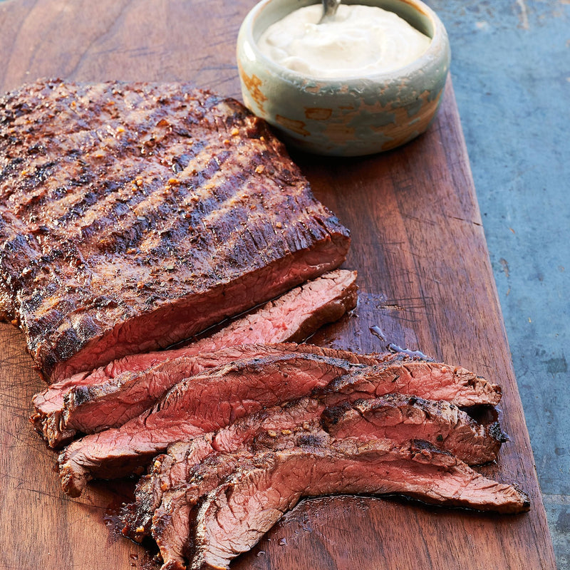 Coffee-Rubbed Flank Steak with Horseradish Creme Fraiche