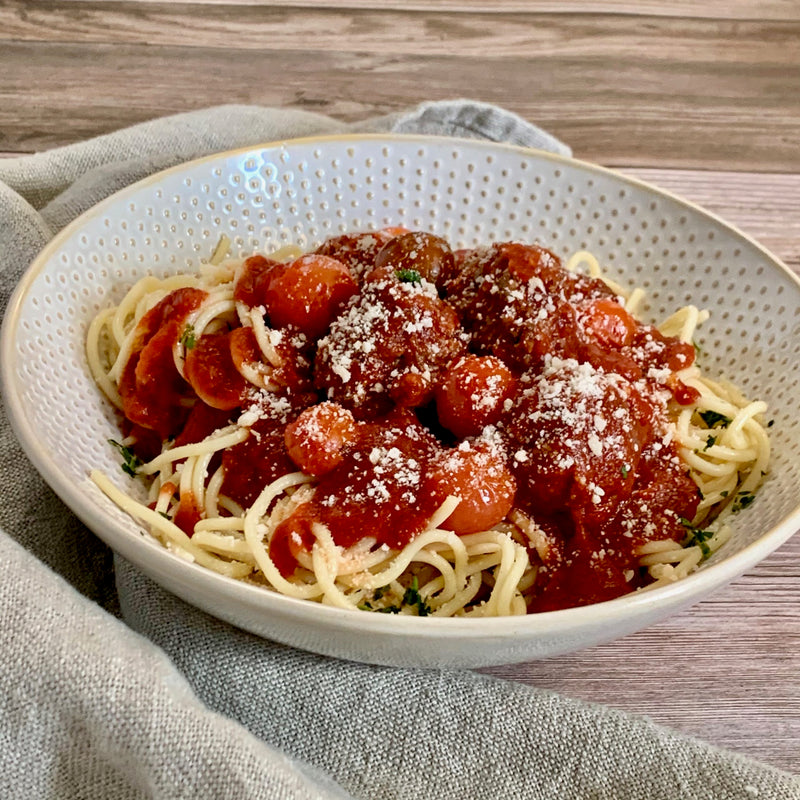 Spaghetti & Beef Meatballs with Marinara Sauce