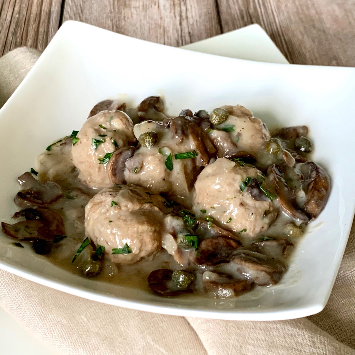 Lemon Turkey Meatballs with Piccata Sauce