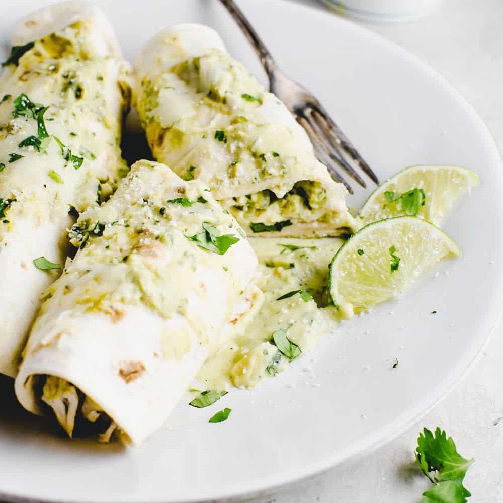 Santa Fe Chicken Enchiladas with Tomatillo Salsa