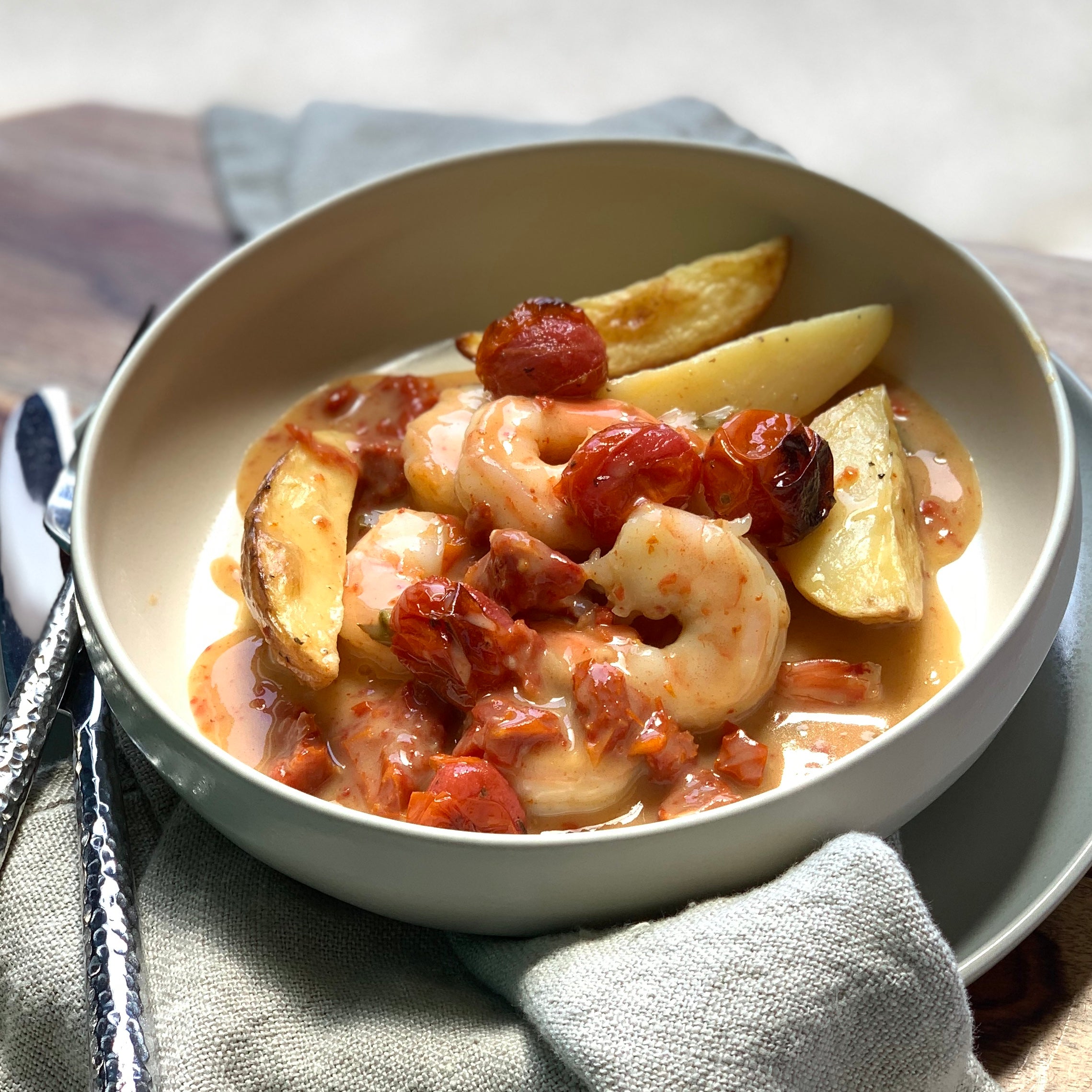 Sauteed Prawns in Sun-dried Tomatoes and Garlic Sauce