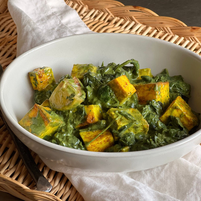 Fresh Paneer with Curried Spinach