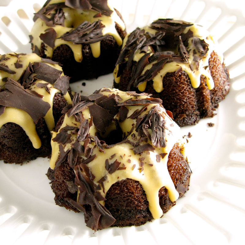 Salted Caramel & Chocolate Baby Bundt Cakes