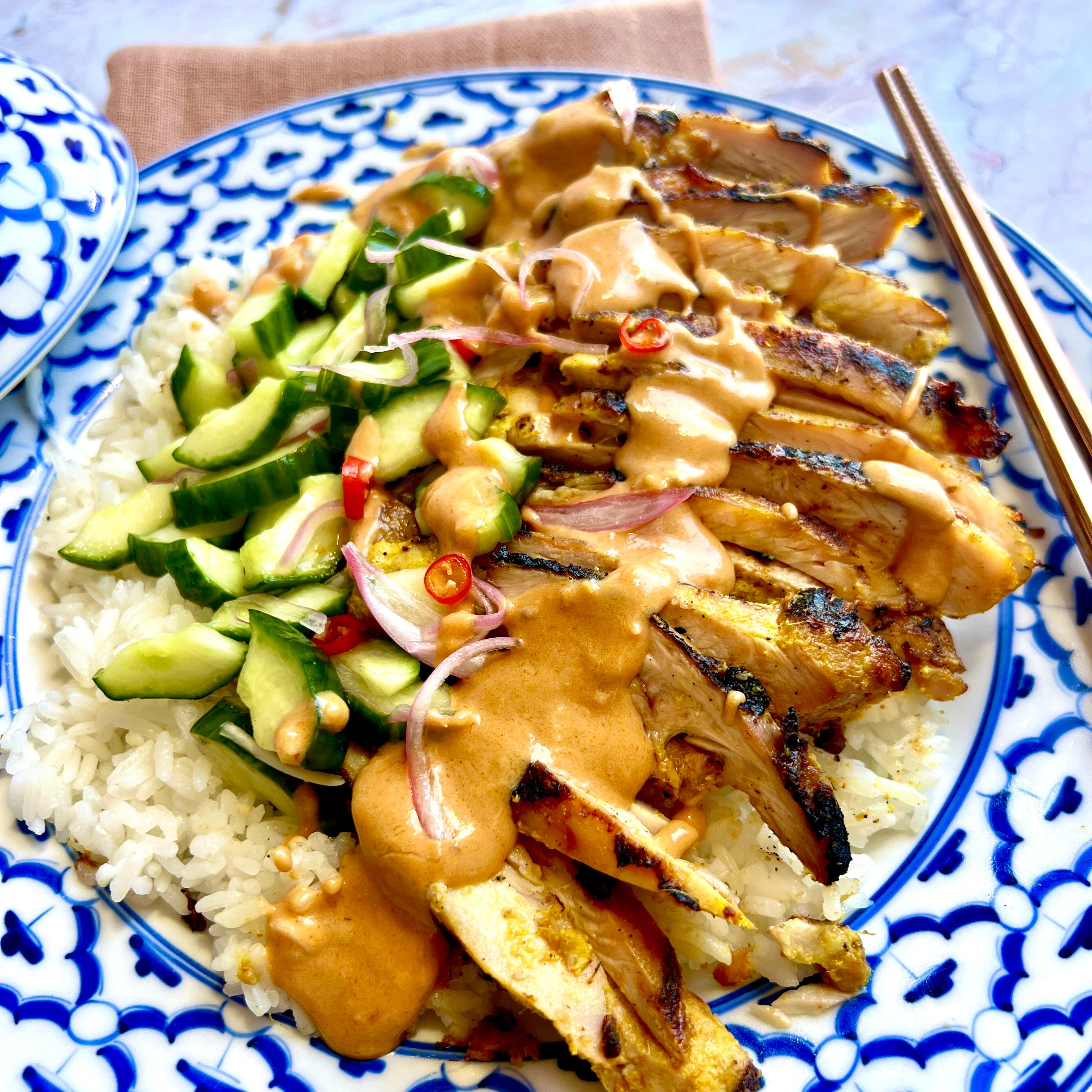 Satay-Style Grilled Chicken with Peanut Sauce