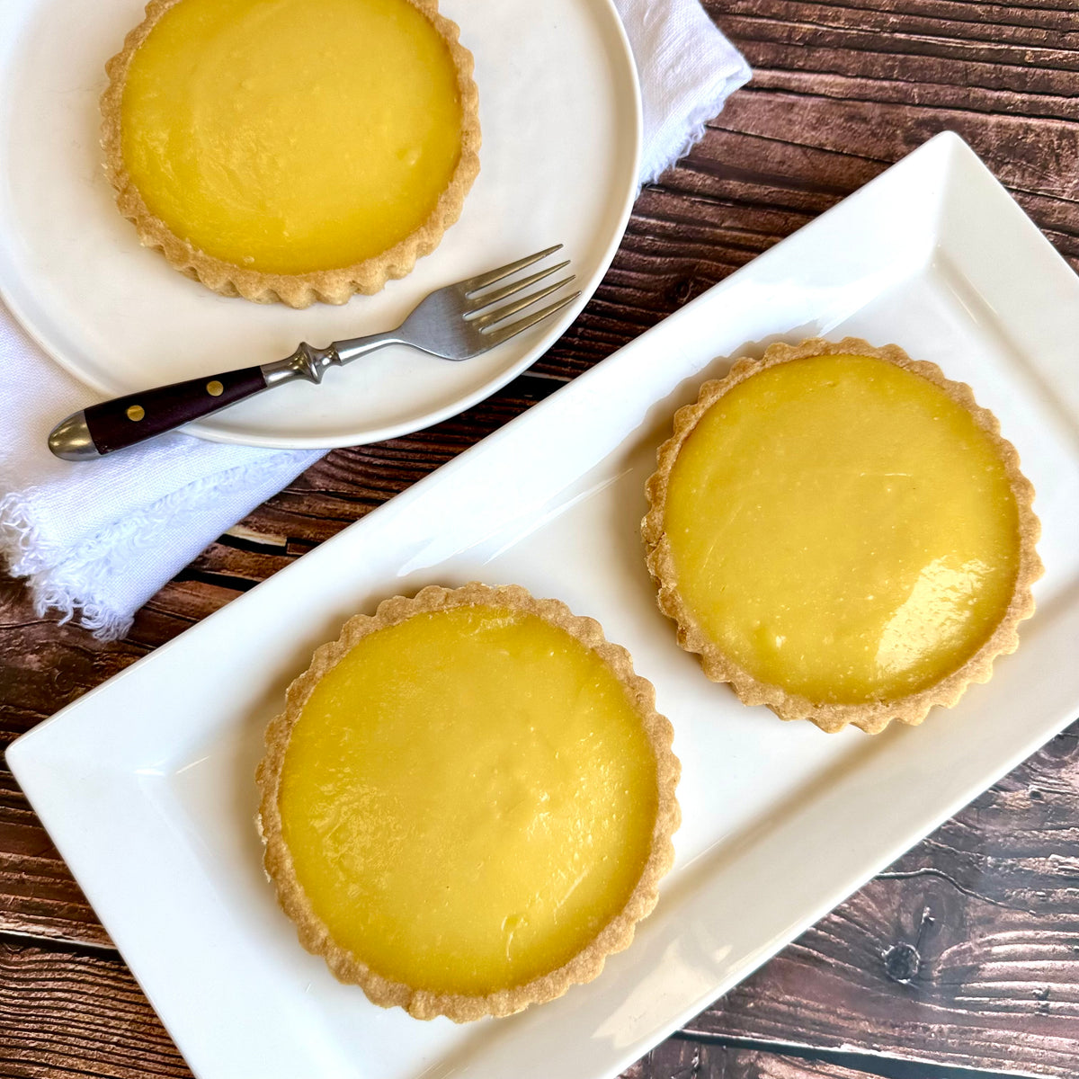 Trio of Lemon Curd Tarts with Shortbread Crust