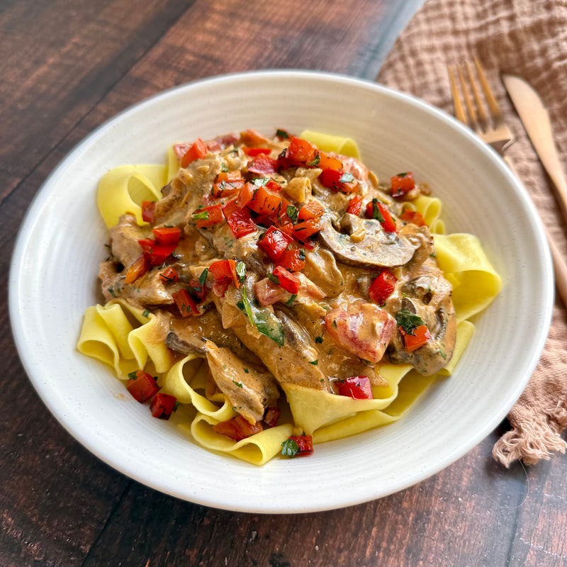 Braised Mushroom Stroganoff with Egg Noodles