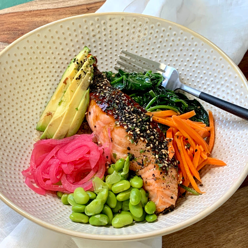 Salmon Teriyaki 'Bowl' with Miso Ginger Quinoa