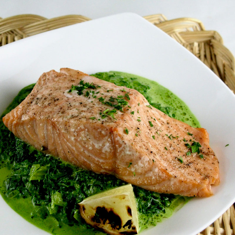 Fresh Salmon with Curried Spinach