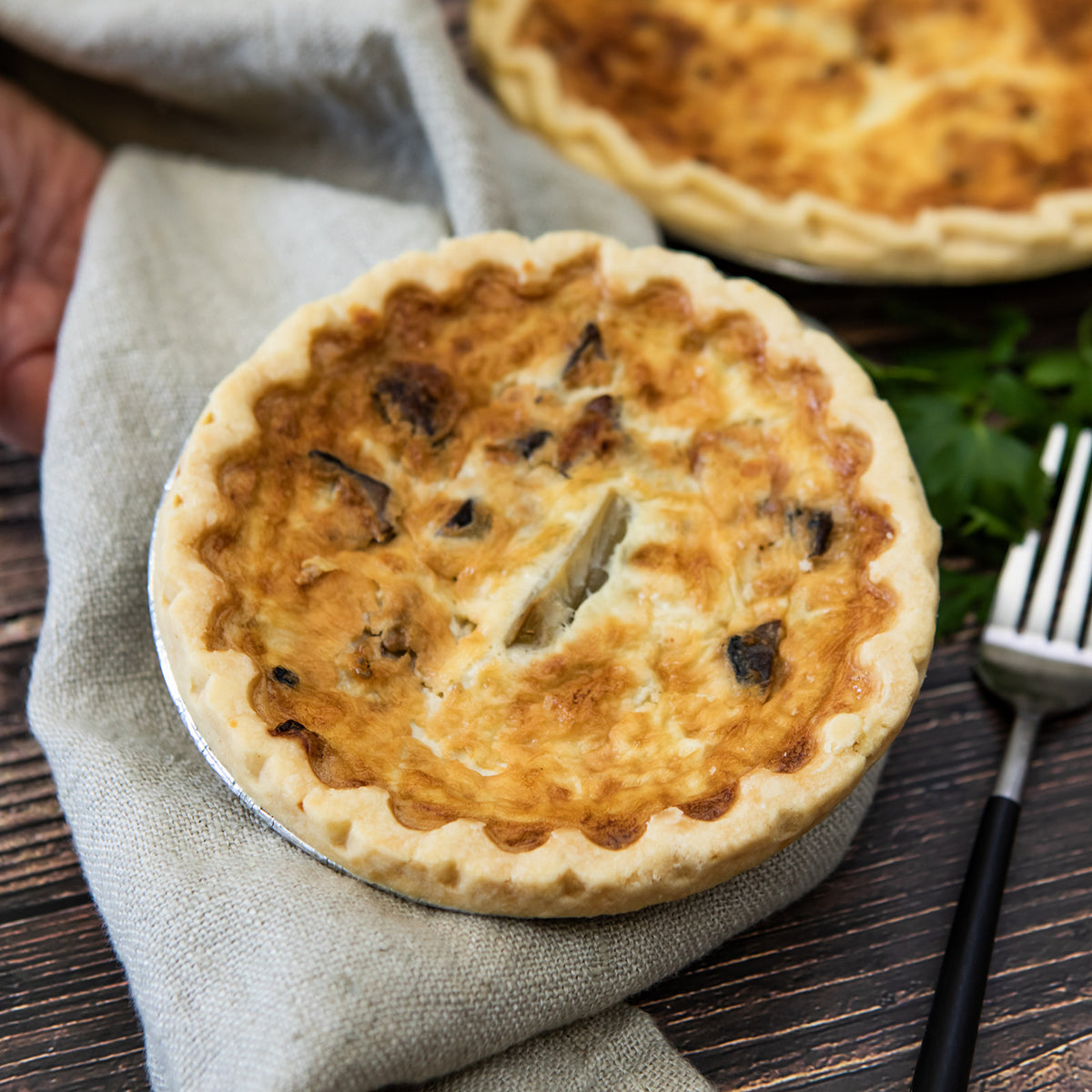 Wheat Free Portobello Mushroom and Artichoke Quiche