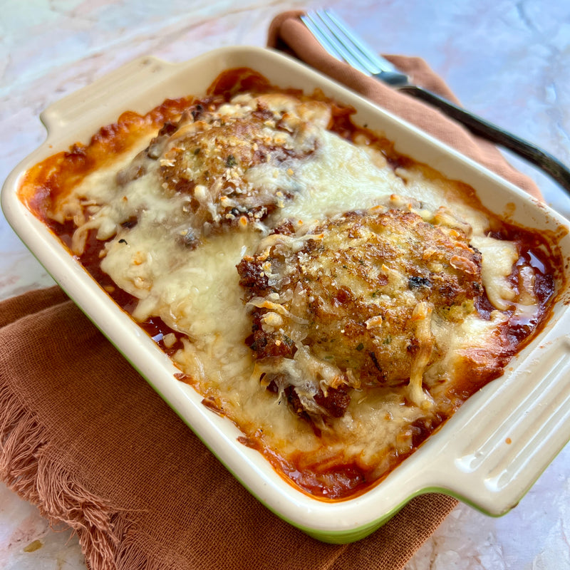 Chicken Parmesan Meatballs over Polenta
