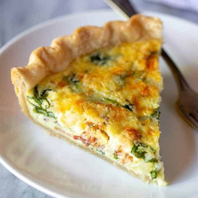 Wheat Free Spinach, Goat Cheese and Applewood Bacon Quiche