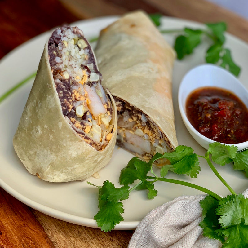 Taos Prawn & Corn Burritos with Fire Roasted Tomato Salsa