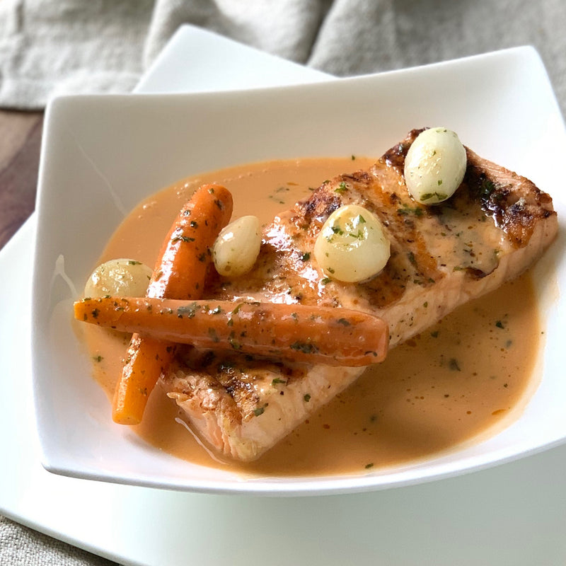 Grilled Salmon with Mustard Shallot Sauce