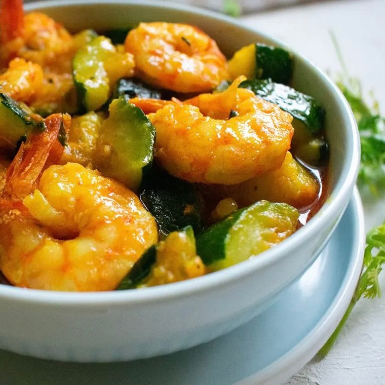 Prawns & Zucchini with Madras Sauce
