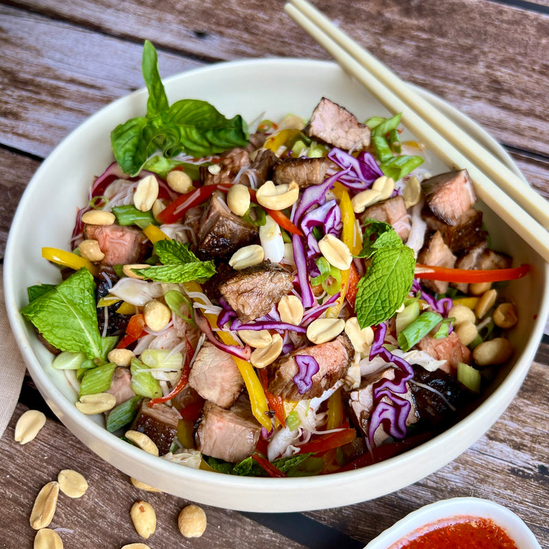 Bangkok Style Noodle Flank Steak Salad