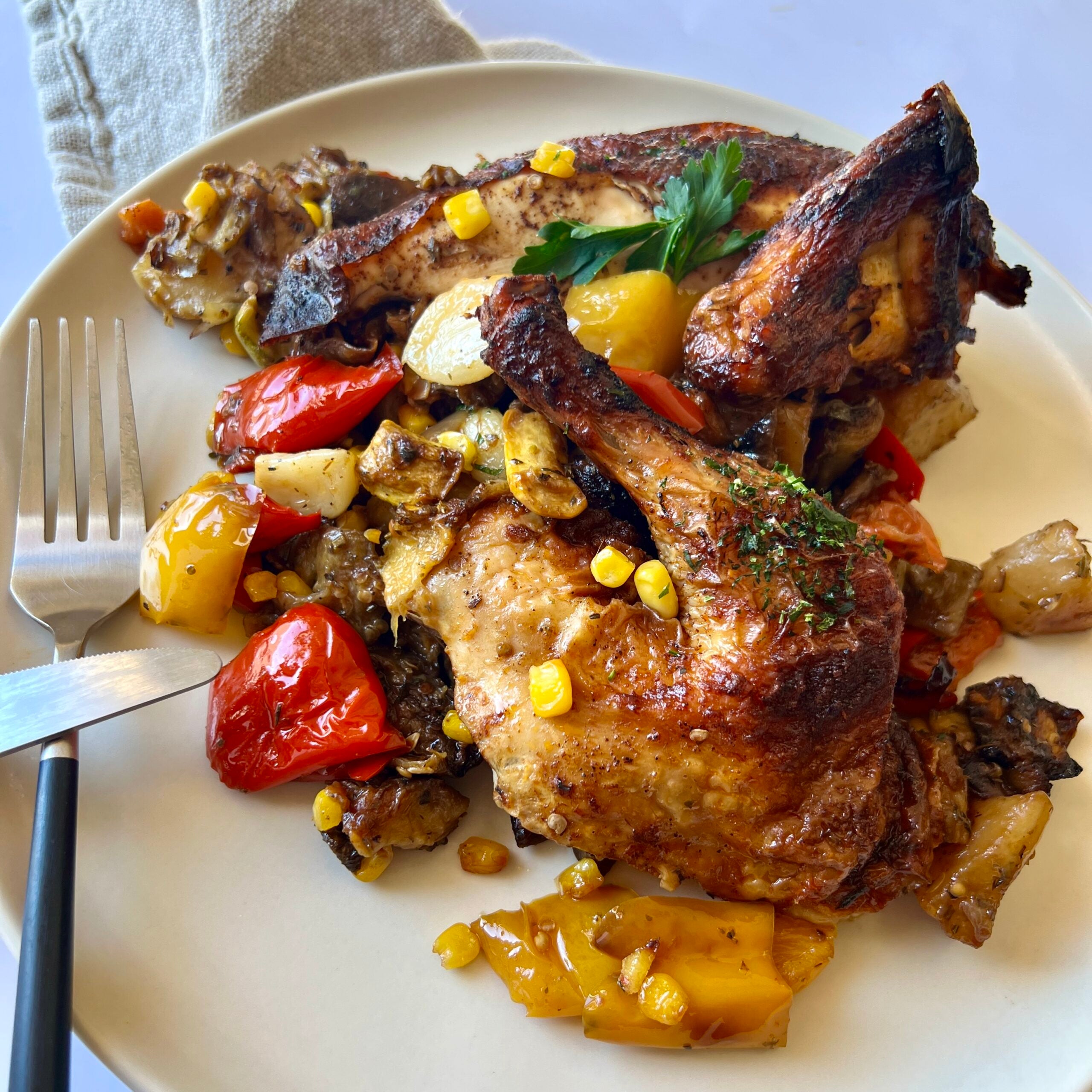 Roast Chicken with Provence Inspired Ratatouille