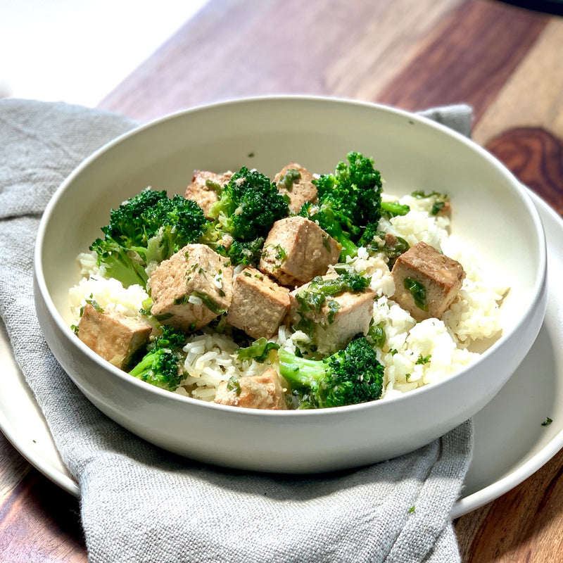 Lemongrass Tofu and Broccoli over Jasmine Rice