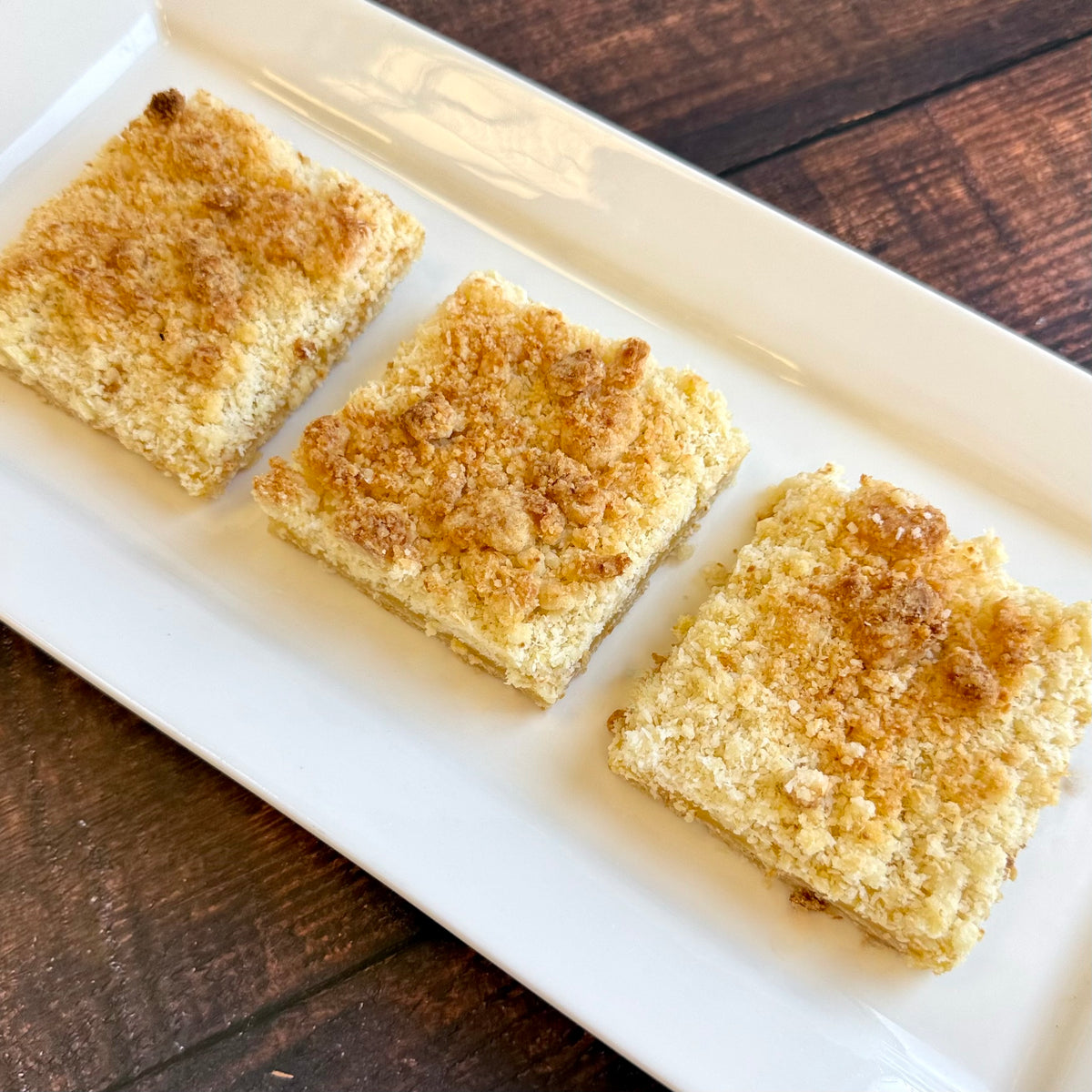 Lemon Curd Shortbread Bars with Coconut Shavings