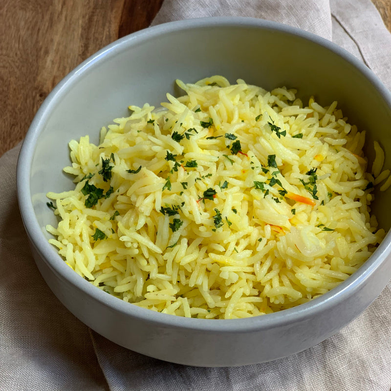 Saffron Rice Pilaf with Caramelized Onions